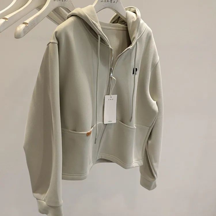 Hoodie Women Season New Simple Solid Color Casual Sports Style Short Hoodie Women Zipper Women Tide 