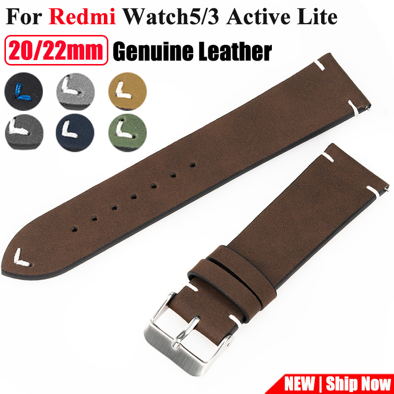 ของแท้หนัง 22 มม. 20 มม.สําหรับ Redmi Watch5 3 Active Lite Soft ธุรกิจ Universal Watch Band