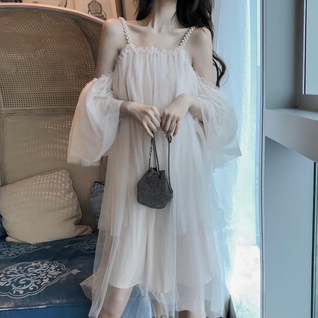 ชุดเดรสรักครั้งแรกลายดอกไม้ฝรั่งเศสฤดูร้อนกระโปรงนางฟ้าอารมณ์เจ้าหญิง