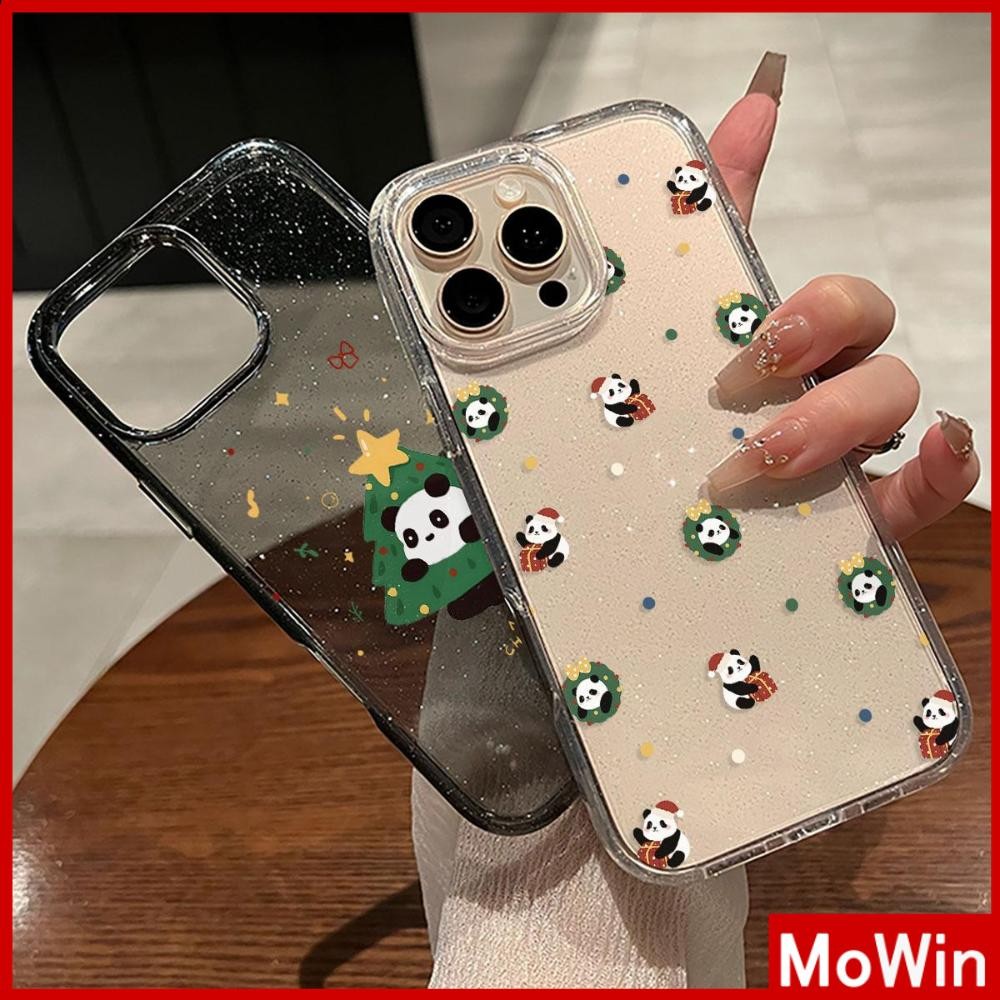 Movin - เคส iPhone 16 Pro Max iPhone 11 เคสใสแบบแวววาว TPU นุ่มสีสันสดใส ต้นคริสต์มาสหมี Compatible iPhone15 Pro max 14 13 12 Pro max XS XR 7 Plus 8 Plus