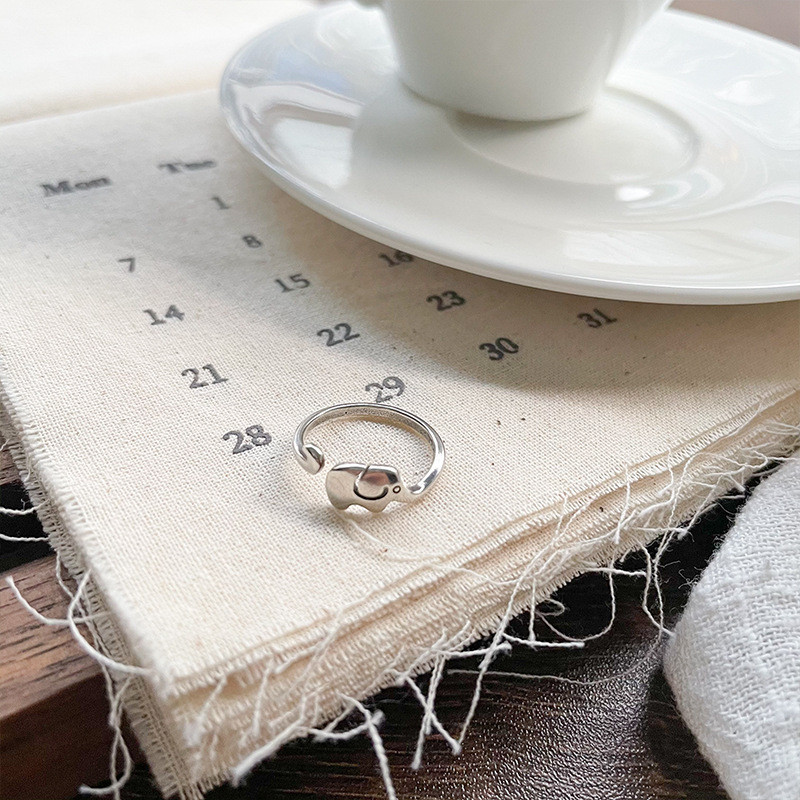 ช้างไม่จางหายซอกที่เรียบง่ายอินเครื่องประดับเฉพาะเปิดแหวนหญิง - รูปที่ 4