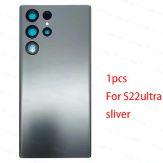 เปลี่ยนกระจกด้านหลังสําหรับ Samsung Galaxy S22 Ultra S908 S22Ultra ฝาครอบแบตเตอรี่ด้านหลังประตูเลนส์กล้อง