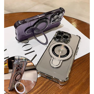 กรณีแม่เหล็กสําหรับ Redmi หมายเหตุ Note 14 13 12 11 10 9 Pro 9S 10S 11S Electroplating Anti-Drop ผู้ถือเคสโทรศัพท์พร้อมฟิล์มแก้วเลนส์