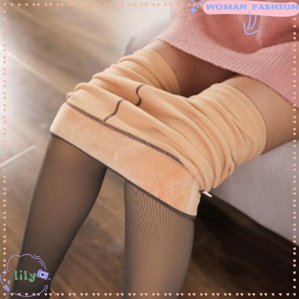 Lily Pantyhose, ถุงน่องฤดูใบไม้ร่วงฤดูหนาวโปร่งแสง, แฟชั่น Slim Fleece Velvet Super Elastic Leggings