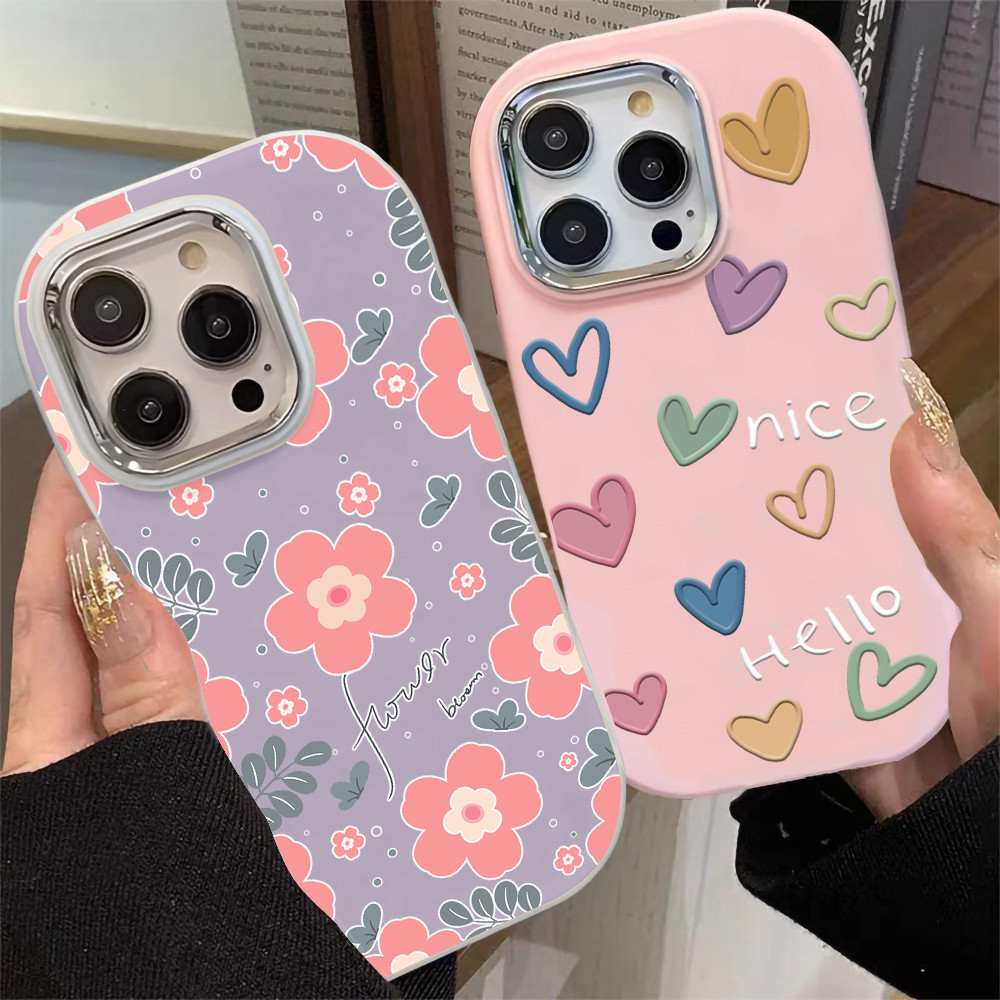 สวยงามเคส for samsung a55 5g A54 5G A05S A06 A15 5G A05 A12 A16 A34 A35 A14 A25 A24 สีชมพู ซิลิโคนอ่อนนุ่ม เคสกรอบโลหะ