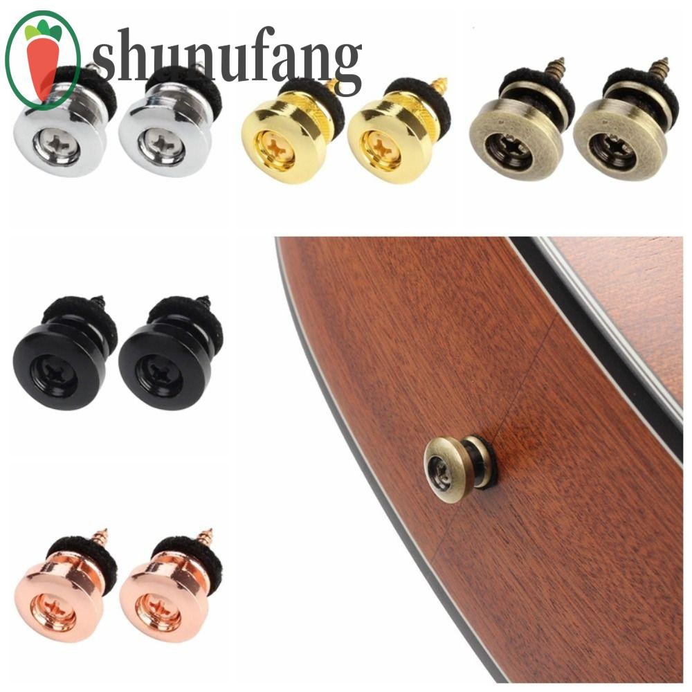 Unuf 2ชิ้น ปุ่มสายกีตาร์, หมุดปลายสายกีตาร์กันลื่นเหล็ก, อุปกรณ์กีตาร์เห็ดหัวสีบรอนซ์เงินสายกีตาร์ล็อคเครื่องเล่นกีต้าร์