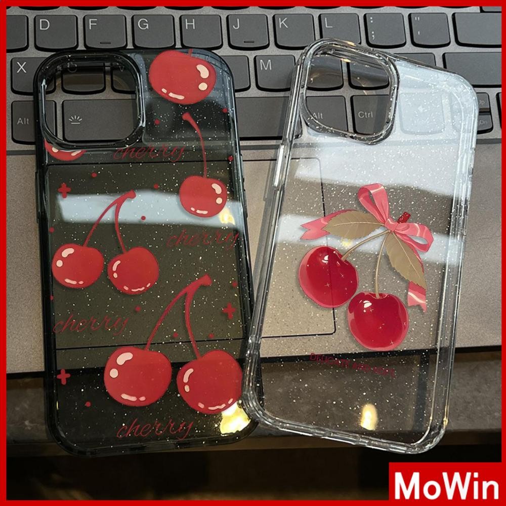 Movin - เคส iPhone 16 Pro Max iPhone 11 เคสใสแบบแวววาว TPU นุ่มสีสันสด เชอร์รี่น่ารักอร่อย Compatible iPhone15 Pro max 14 13 12 Pro max XS XR 7 Plus 8 Plus