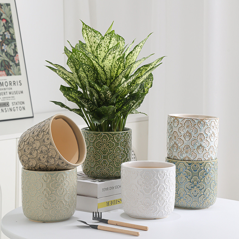 Ciro [ที่ต้องการ] สไตล์นอร์ดิก Influencer Big Leak Picking ระเบียงในร่มเดสก์ท็อป Succulents กระถางดอกไม้เซรามิกพรีเมี่ยม