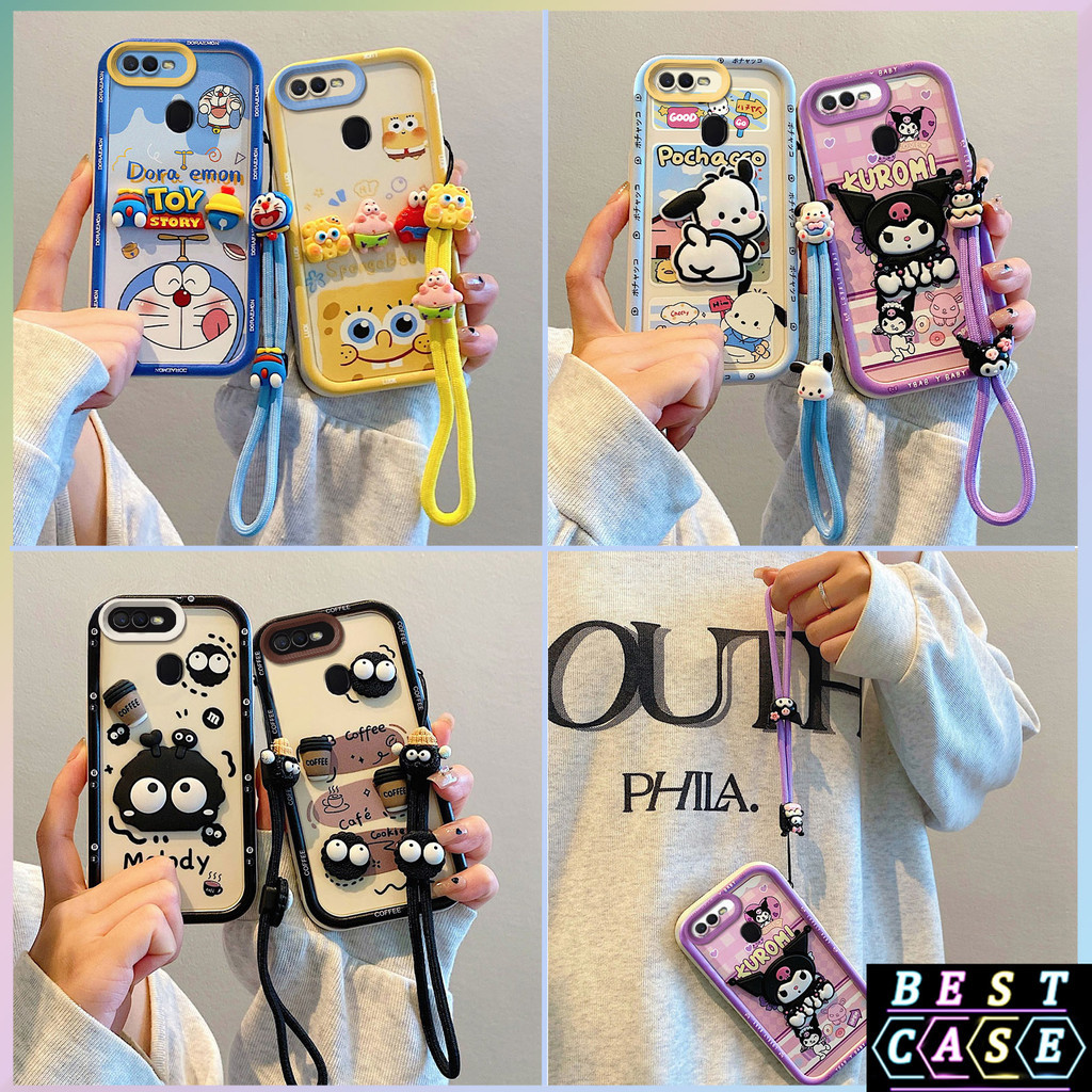 เคส  OPPO A5S เคส  OPPO F9 เคส  OPPO A7 เคส  OPPO A12 เคส ใช้งานร่วมกับ Doraemon Spongebob สามมิติรู