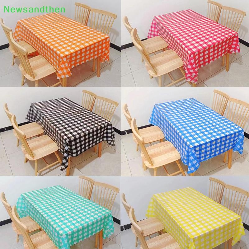 Newsandthen สีแดงสีดํา Checkered ผ้าปูโต๊ะทิ้งงานแต่งงานวันเกิดในร่มกลางแจ้ง Picnic ตารางพลาสติกผ้าปูโต๊ะกันน้ํา Nice