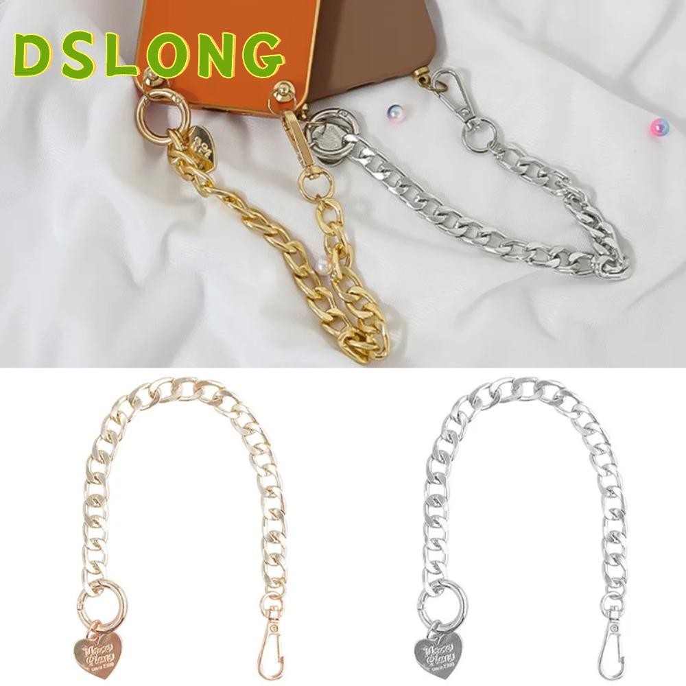 DSLONG สายโซ่โลหะชุบไฟฟ้า จี้รูปหัวใจ สําหรับกระเป๋า DIY