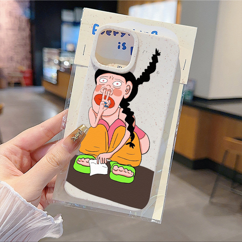🦢สำหรับ iPhone 11 13 For เคสไอโฟน 14 15 12 Pro Max X XS XR 6 7 8 Plus 12 13 MINI ผู้หญิงนั่งยองๆ ตลกๆ รุ่น เคส Funny - รูปที่ 7