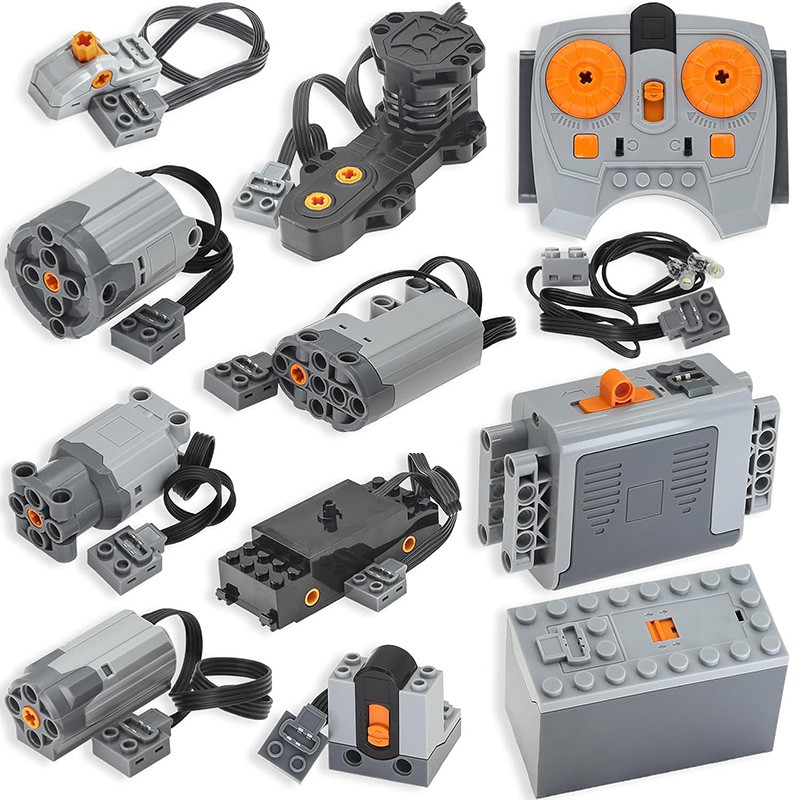 12pcs Power Function Technic Motor Kit รถไฟมอเตอร์กล่องแบตเตอรี่ IR Receiver รีโมทคอนโทรลอาคารของเล่นชุดมอเตอร์