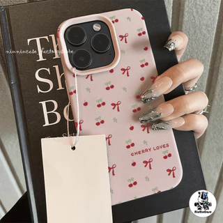 เคส For iPhone 13 เคสหนังเนื้อนิ่มสีแคนดี้ TPU เชอร์รี่น้อยน่ารัก For iPhone 11 15 14 13 12 16 Pro Max X XS XR 7 8 Plus