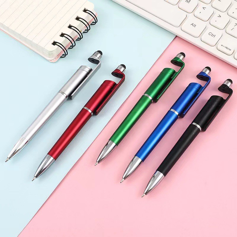 Simple Multifunctional ที่วางโทรศัพท์มือถือปากกาลูกลื่นโลหะสี Stylus เครื่องเขียนนักเรียน WJ756