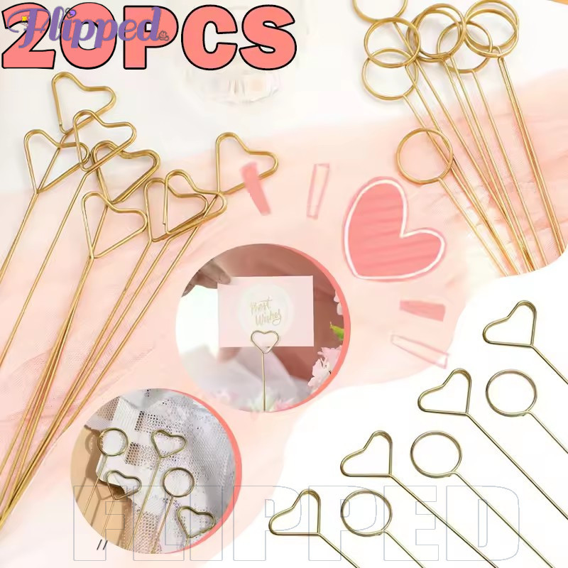 คลิปหนีบการ์ดลายดอกไม้ ทําเอง - ลวดโลหะวางผู้ถือบัตร-ผู้ถือรูปภาพคลิปติดภาพ-สําหรับงานแต่งงาน
