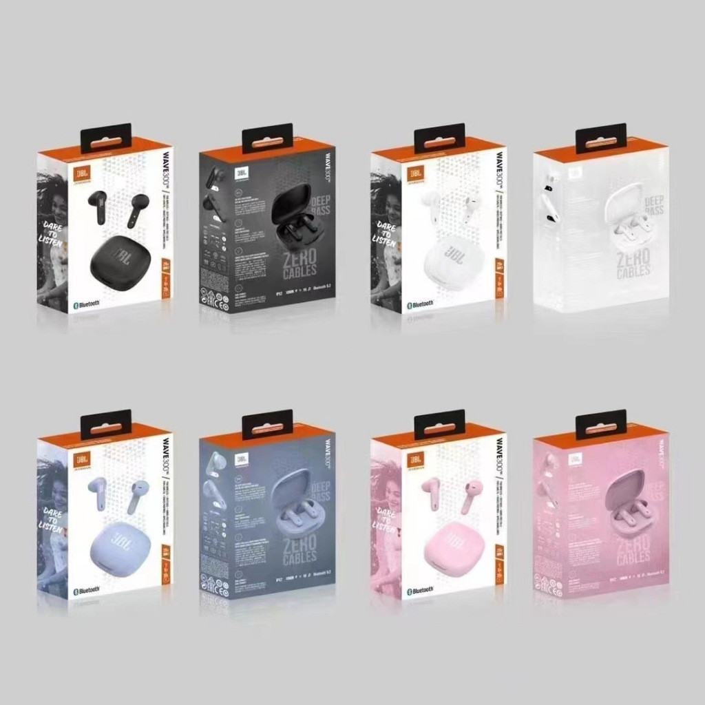 Jbl Wave 300 TWS หูฟังบลูทูธไร้สายที่แท้จริงหูฟังชนิดใส่ในหูหูฟังน้ําหนักเบาพร้อมไมโครโฟนเคสชาร์จ Pigfly