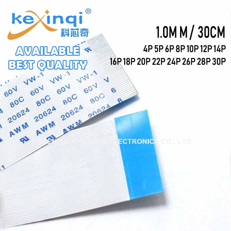 (2 ชิ้น) ยาว 30 ซม.FFC/FPC ยืดหยุ่นแบนสาย 1.0 มม.4P 5P 6P 8P 10P 12P 14P 16P 18P 20P 22P 24P 26P 28P 30P