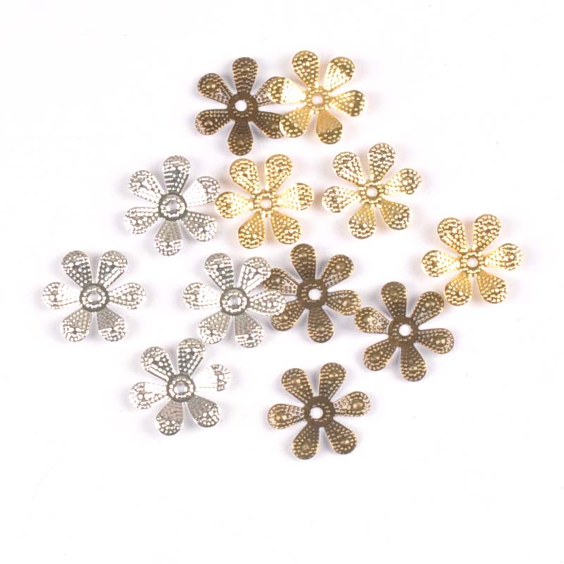 50 ชิ้น 16 มิลลิเมตรดอกไม้ Filigree Wraps Connectors โลหะหัตถกรรมสําหรับ DIY Embellishments ทําหัตถกรรมสมุดภาพ YKL0741