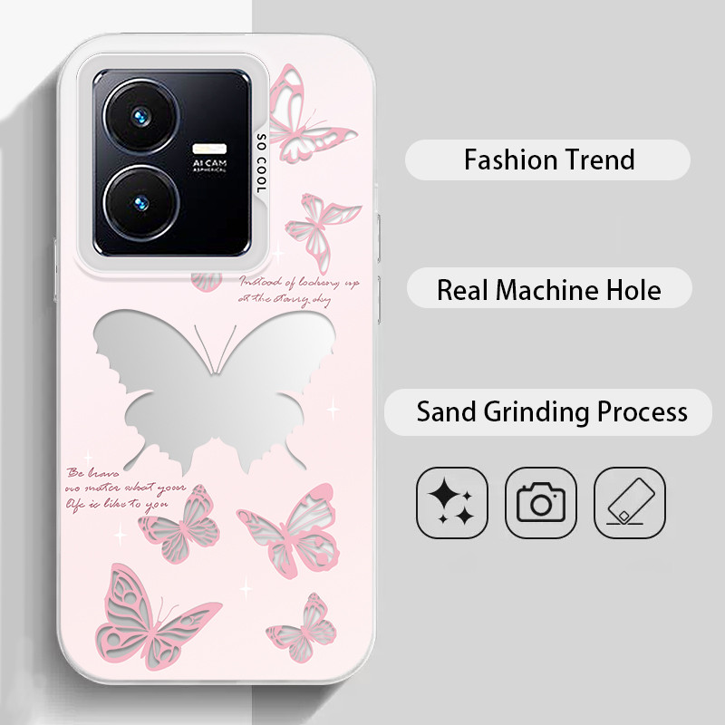 สําหรับ Vivo Y35-Vivo Y22s-Vivo Y22-4G, ผีเสื้อสวย,เคสโทรศัพท์ IMD ป้องกันการตกเคลือบคุณภาพสูง