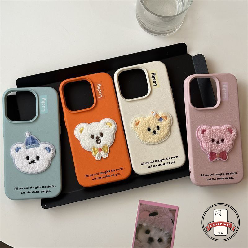 หนังหรูหราการ์ตูนนุ่มน่ารักมีสีสันสดใสหมีตัวเล็กเคส IPhone 7Plus XS Max 14 12 11 15 16 13 Pro Max 8 7 16 14 15 Plus X XR