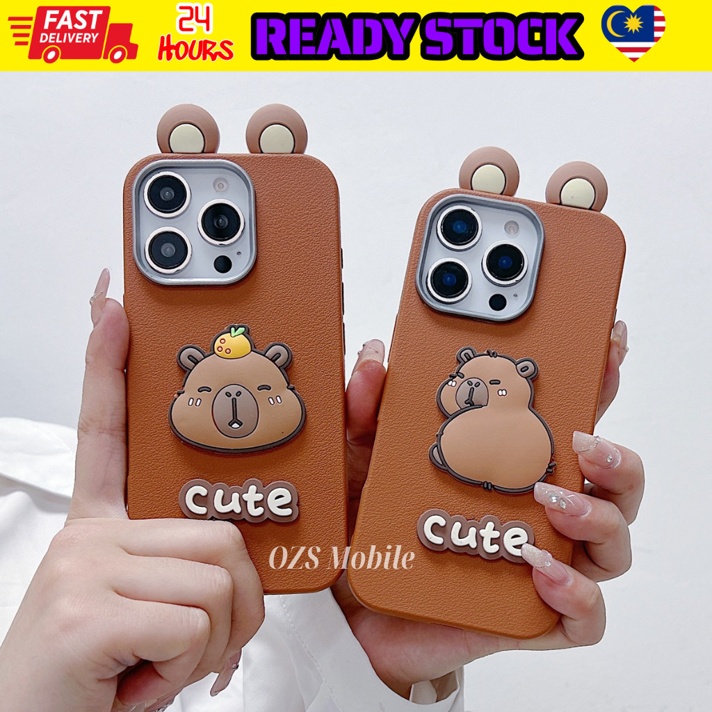 Redmi Note 9s 9 Pro 10 10s 10 Pro 11 11s 11 Pro 12 Pro 13 Pro 14 Pro + capybara 3D เคสหนังหู