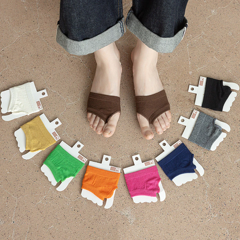 Flip-Flops ถุงเท้าบิกินี่พร้อมรองเท้าแตะสวมใส่Fore Half-Palmผ้าฝ้ายแท้กันลื่นแยกนิ้วเท้า