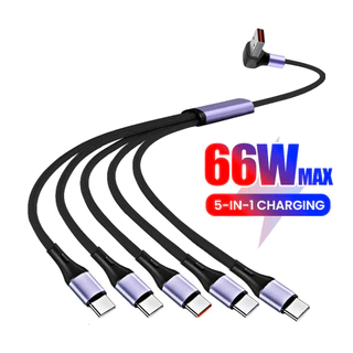 Elough 66W 5-in-1 ชาร์จเร็วสุดโทรศัพท์มือถือ USB-A สายชาร์จสําหรับสายเคเบิลข้อมูลโทรศัพท์มือถือ