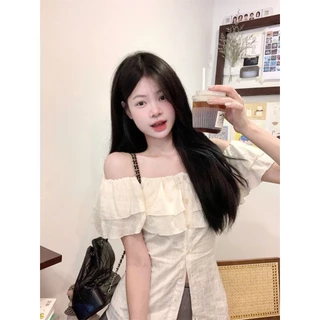 (พร้อมส่งด่วนจากกรุงเทพ🇹🇭)เสื้อเกาหลีปาดไหล่ ดีไซน์ไม่เหมือนใคร ใส่แล้วดูหุ่นดี ใส่เที่ยวคาเฟ่ได้-Z279