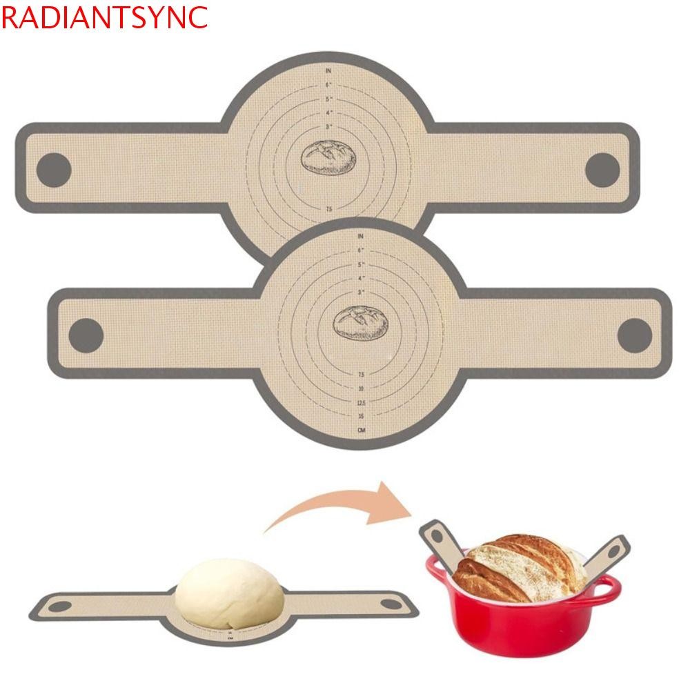RADIANTSYNC เสื่อขนมปังซิลิโคน, สลิงอบขนมปังทนความร้อน, เครื่องมือห้องครัว Non-Stick Long Handle Sourdough Baking Mats สําหรับแป้งขนมคุกกี้