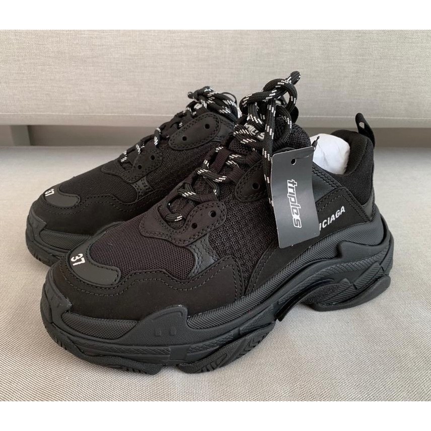 รองเท้าผ้าใบ BALENCIAGA TRIPLE S BLACK NON-DISTESSED