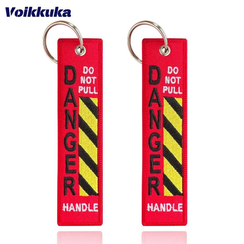 1PC 2PCS 3PCS Set Sale Both Sides Embroidery Do Not Pull Danger Warning Line Red Tag Motorcycle Avia
