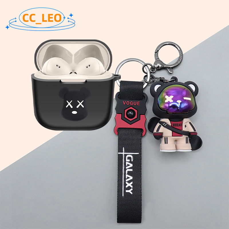 For Sennheiser ACCENTUM Open Case Cartoon Bulldog Astronaut Keychain Pendant Sennheiser ACCENTUM Open Silicone Soft Case Cute Shockproof Shell Case Protective Sleeve