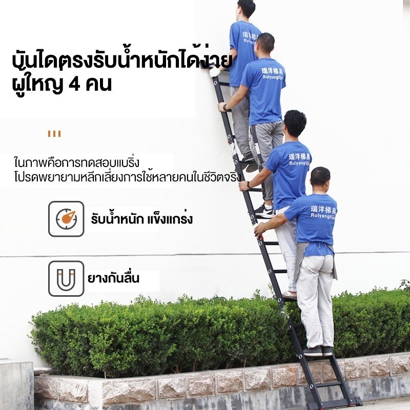 【รับประกันตลอดการใช้งาน】บันไดพับได้ บันไดอลูมิเนียม บันได หนา 6.5 มม รับน้ำหนักได้ 30000KG ยาวทั้งหมด3.8m/4.8m/5.8m - รูปที่ 4