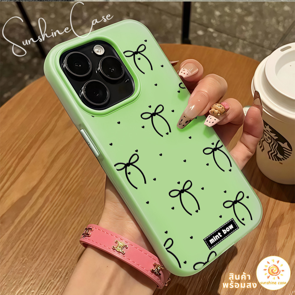 CODที่ไทย เคสโทรศัพท์มือถือเยลลี่ เคสแบบสองขั้น ลายโบว์สวย For IPhone16 15 14 13 12 11 6 7 8 plus Pr