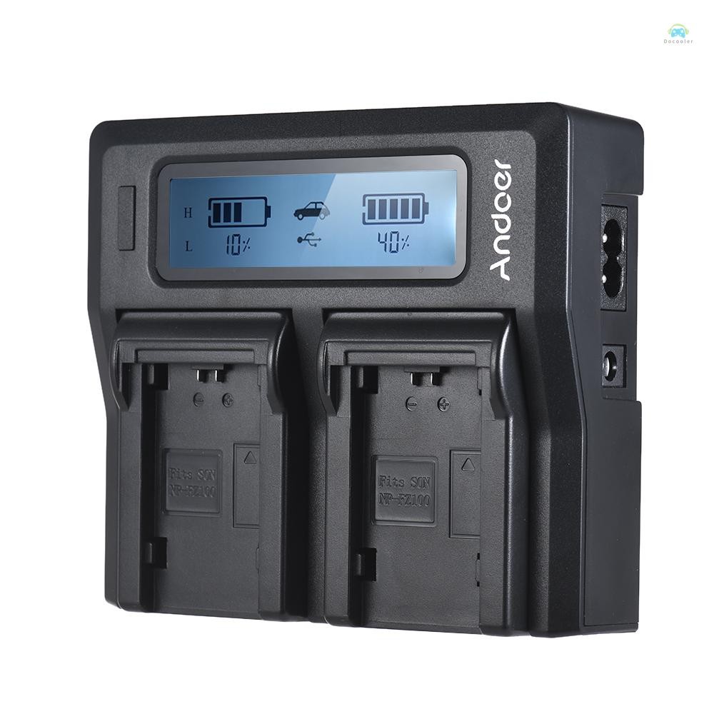 Yb2 Charger Andoer NP-FZ100 Dual Channel กล้อง LCD เครื่องชาร์จแบตเตอรี่สําหรับ A7III A9 A7RIII A7SI