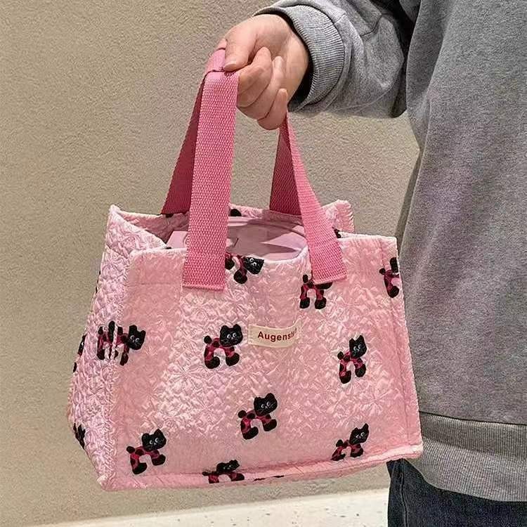 Handbag Japanese Cute Bento Commuter Appearance Large Capacity Handbag Girls Outdoor Fashion Portable Canvas Bag Stain-Resistant 5IJk