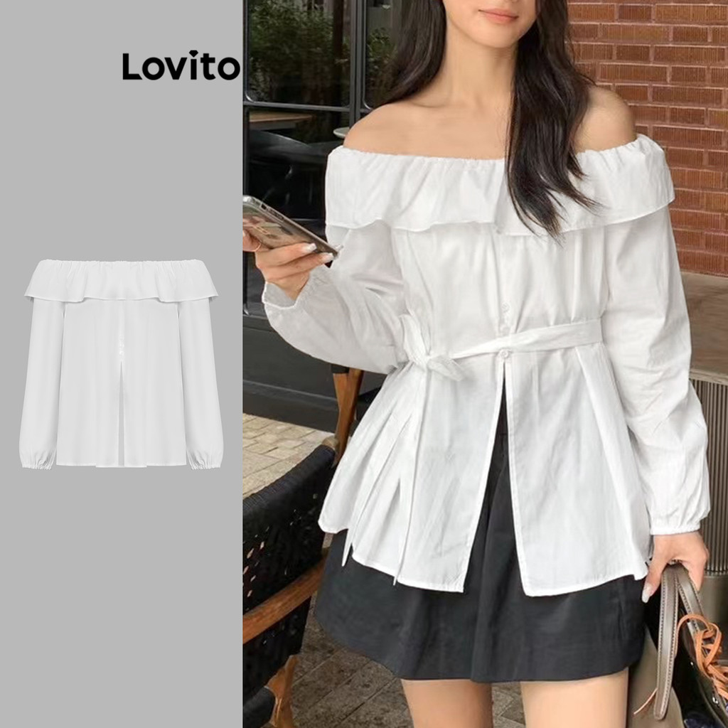 Lovito ปุ่มนัวเนียธรรมดาสำหรับผู้หญิง LAD106008
