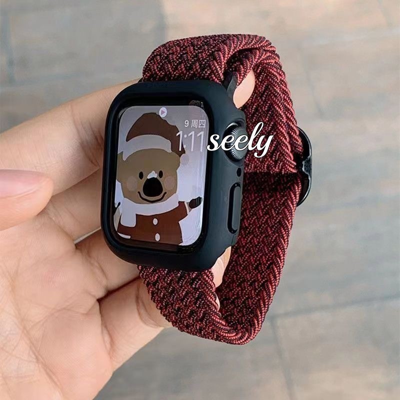 สายรัดไนลอนสําหรับ Apple Watch Series 1110 9 8 7 6 SE 5 4 3 2 1 Ultra 2 3 สําหรับ i-Watch ขนาด 46 มม.42 มม.49 มม.45 มม.41 มม.44 มม.40 มม.38 มม.เลื่อนหัวเข็มขัดไนลอนสายรัดสายรัดข้อมืออุปกรณ์เสริม