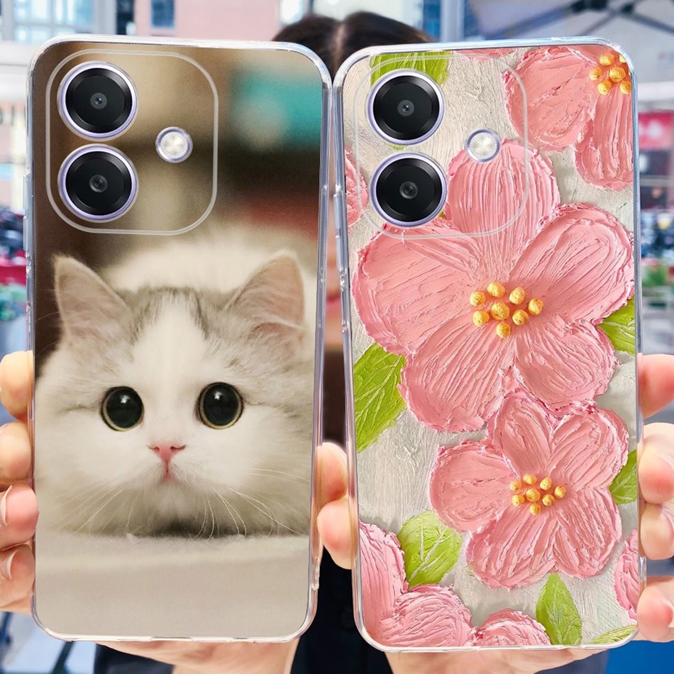 Oppo A3 (ทั่วโลก) / A3x 4G / A3x 5G น่ารักดอกไม้แมวพิมพ์ Soft Case Oppo A3x 4G 5G 3X A3 2024 ซิลิโคนเคสโทรศัพท์
