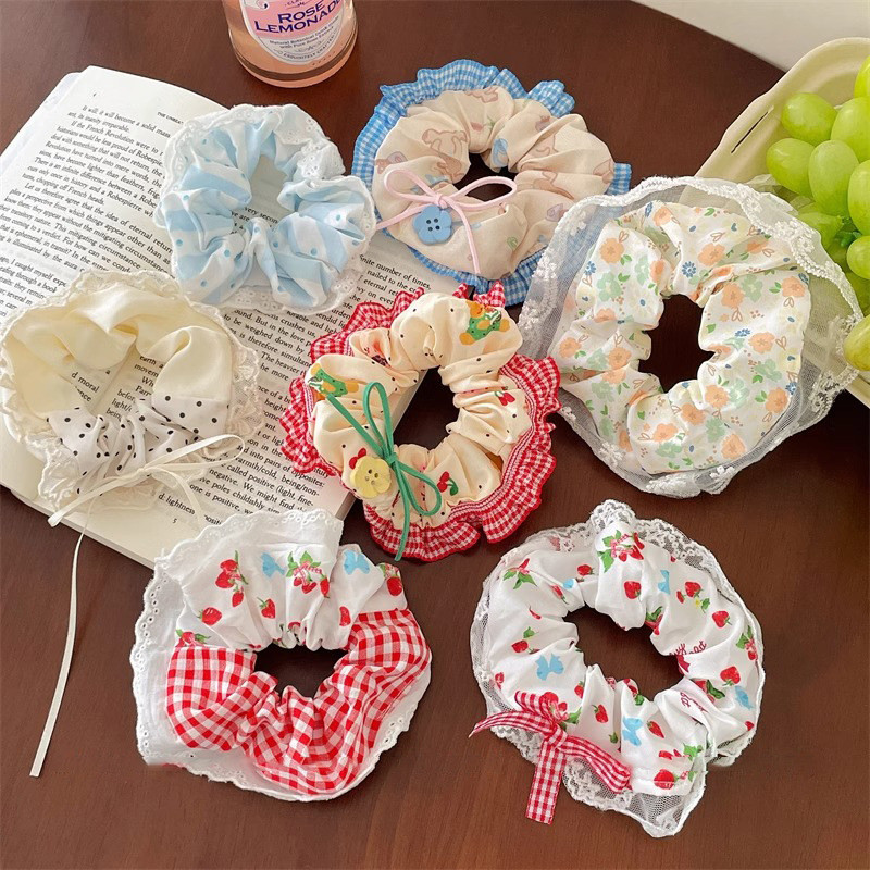 สีชมพู Lolita แหวนผมหญิงเกาหลีสไตล์โบว์น่ารักลายสก๊อต Scrunchies แฟชั่นอุปกรณ์เสริมผม ราคา ถูกที่สุด ดีลบีเคเค