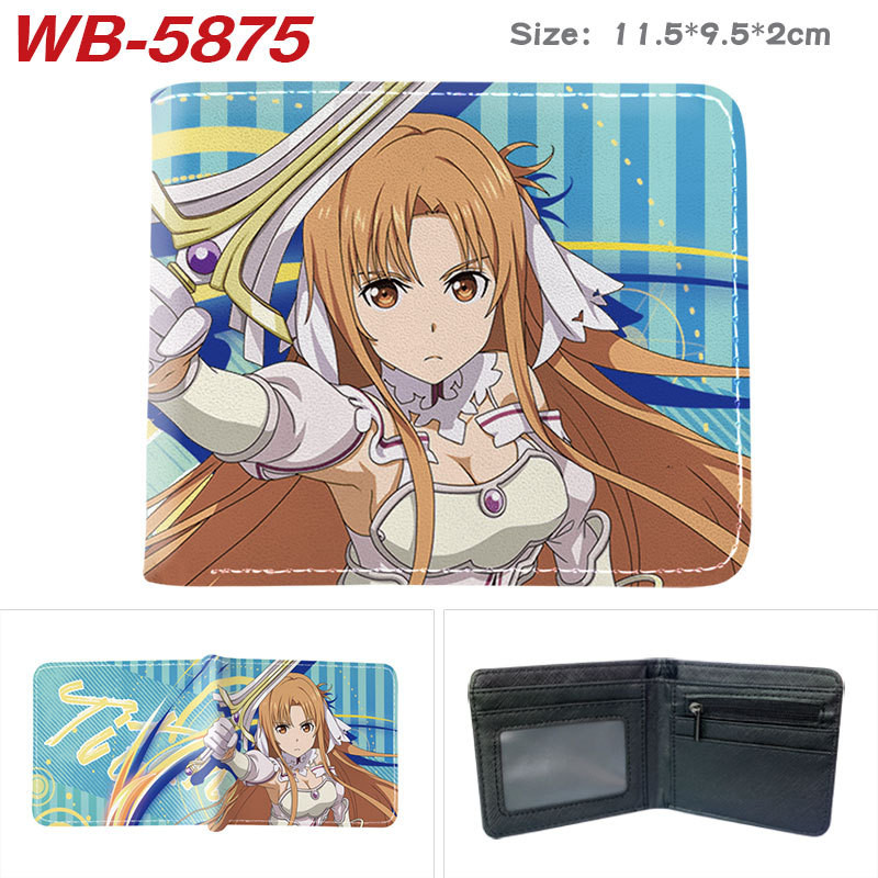 Sword Art Online นักเรียนอะนิเมะ PU หนังพับกระเป๋าสตางค์ Anime Short PU Wallet