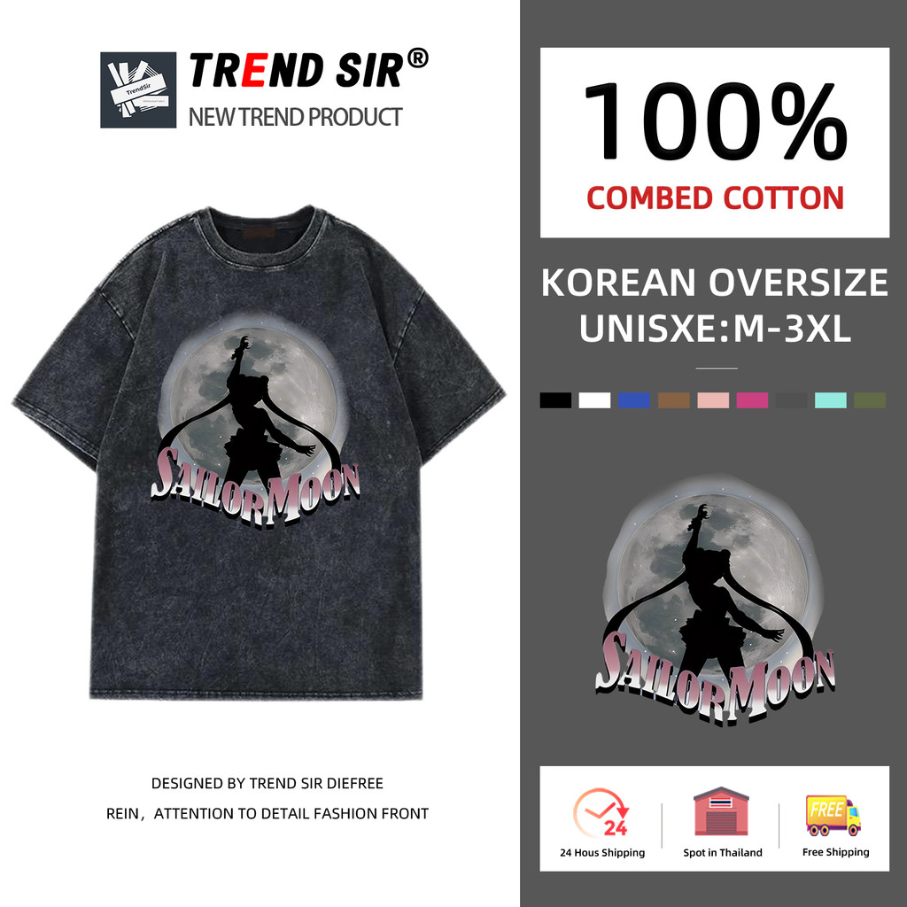 TrendSir ส่งของทุกวัน เสื้อยืดไซส์ใหญ่ มาใหม่ ลายเยอะ เสื้อยืด t shirt สไตล์หวาน เสื้อยืดฟอก100%cotton11สี M-3XL