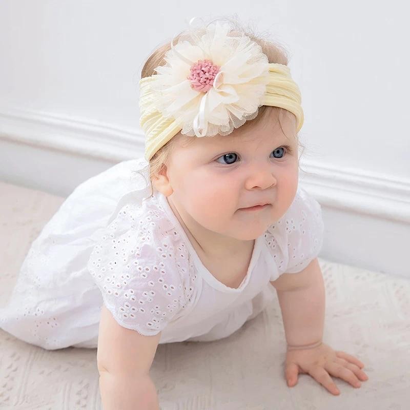 น่ารักตาข่ายดอกไม้เด็ก ชม. วงการบิน สีทึบเจ้าหญิงสาวผ้าโพกหัว ชม. หูฟัง นุ่มยืดหยุ่นเด็กไนล่อนอุปกรณ์ผม0-8ปี