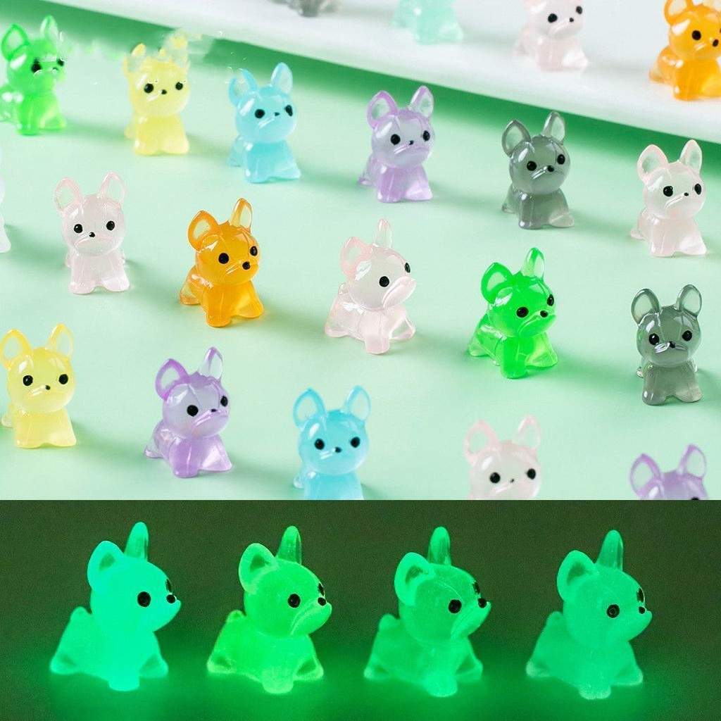 10 ~ 100 ชิ้น Mini Luminous สุนัขสัตว์ Miniatures ตุ๊กตาเรืองแสงใน Dark เครื่องประดับ Fairy ตกแต่งสวน Micro ภูมิทัศน์