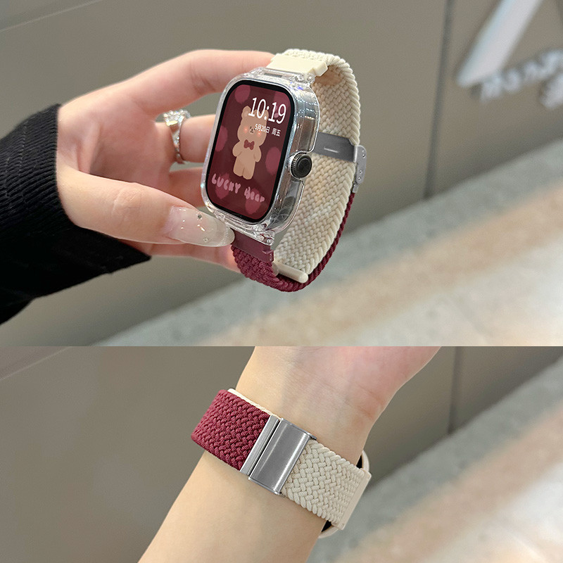 2 in 1 Case + Strap สําหรับ Redmi Watch 5 Active สมาร์ทวอท์ชไนลอนถักสายรัดข้อมือแบบปรับได้ Redmi Watch 5 Lite สายนาฬิกาเข็มขัดอุปกรณ์เสริม