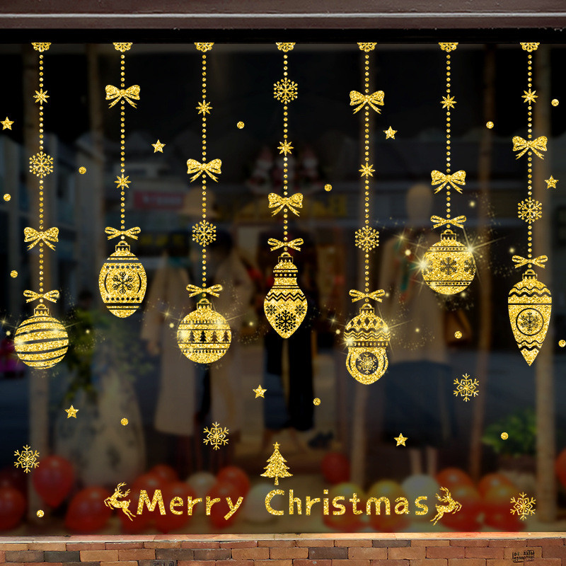 Gliter Christmas ball สติกเกอร์สําหรับประตูกระจกแขวน ball หน้าต่าง Diy Clings ง่ายลบ 2024 Mreey คริสต์มาส