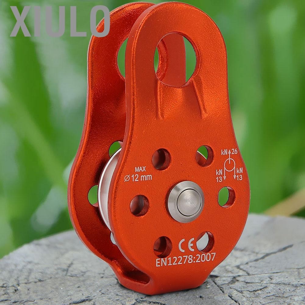 Xiulo อุปกรณ์ปีนเขา 26KN อลูมิเนียมอัลลอยด์ Heavy Duty Single Rope Pulley Block สำหรับเครื่องมือความปลอดภัย 12 มม