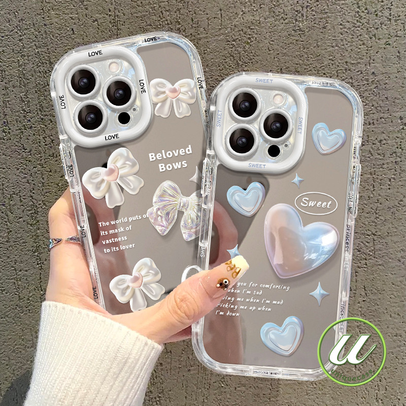 การ์ตูนผีเสื้อโรแมนติกรักหัวใจสร้างกระจก เคส IPhone 7Plus 16 15 11 14 13 12 Pro Max XS Max X XR 14 15 16 8 Plus SE 2020