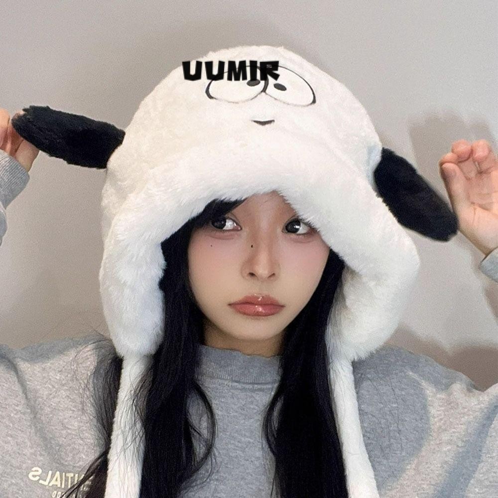 Uumir ผู้หญิงฤดูหนาวหมวก,ปุยตุ๊กตาป้องกันหูหมวกกันลม,การ์ตูนอบอุ่นน่ารักหูสุนัขเย็นหลักฐานหู Cuf‎F หมวกกลางแจ้ง